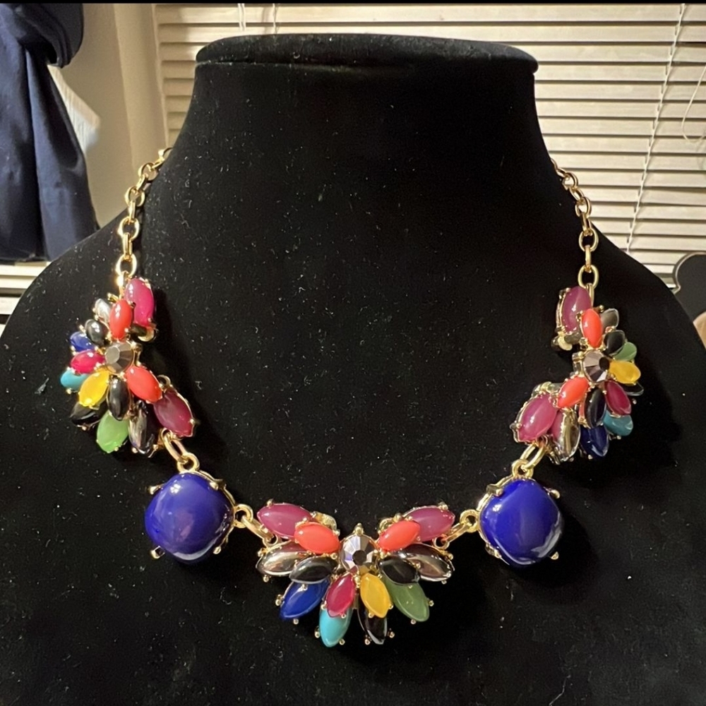 Multicolor "Candy" Statement Necklace - Gold Tone - image 1